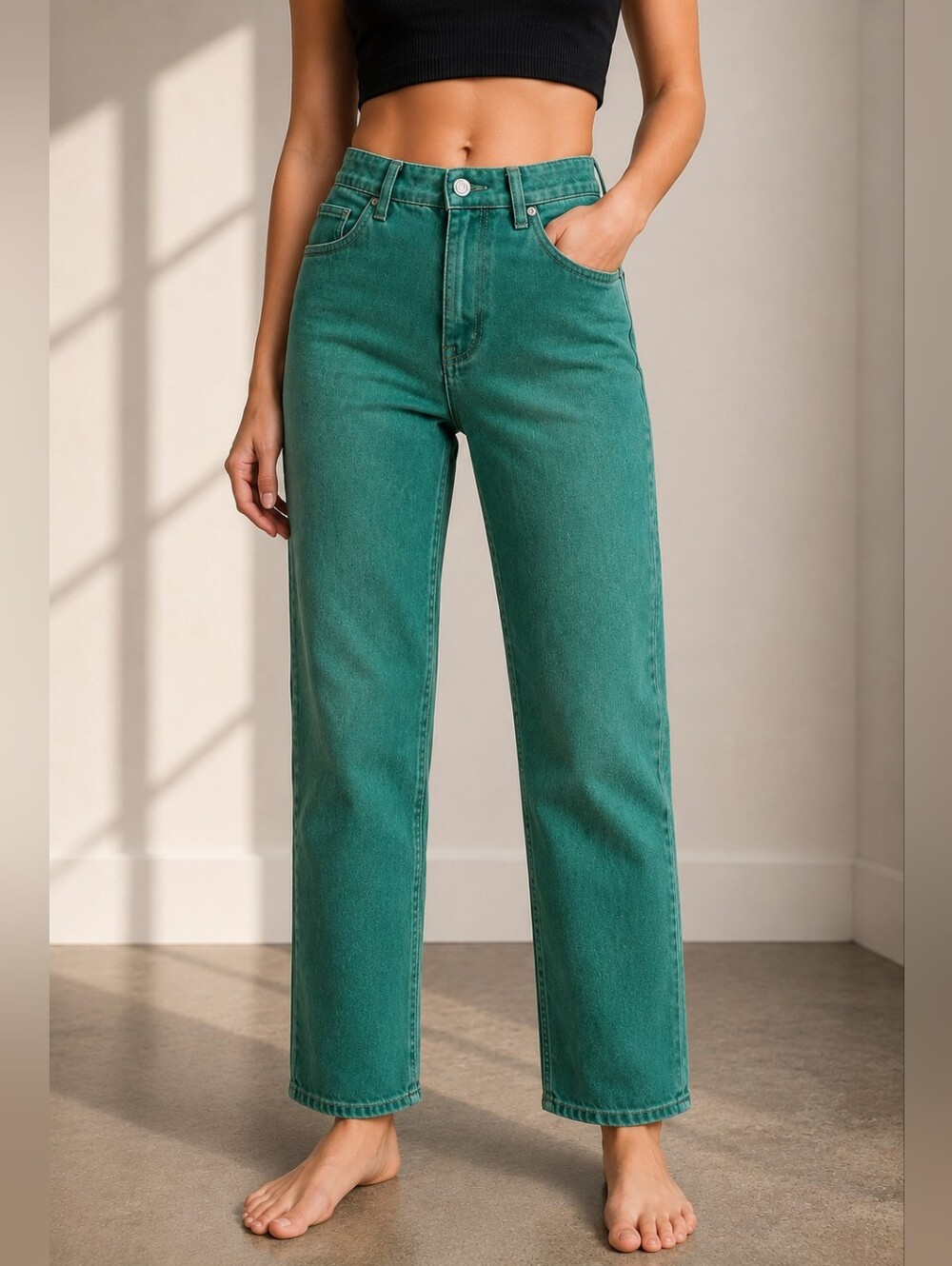 Wilfred Free Green High-Rise Straight Leg Jeans Size 00